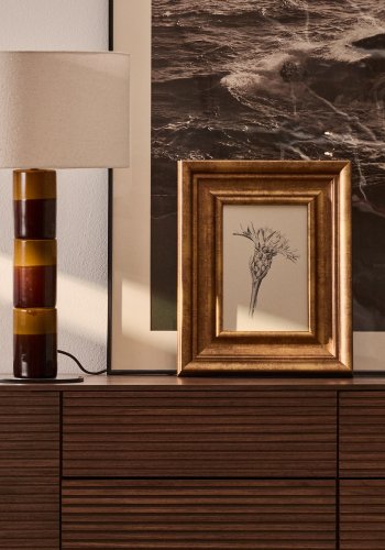 KAVE HOME Yalira billede - botanisk illustration og antik guld tr�ramme (41x33)