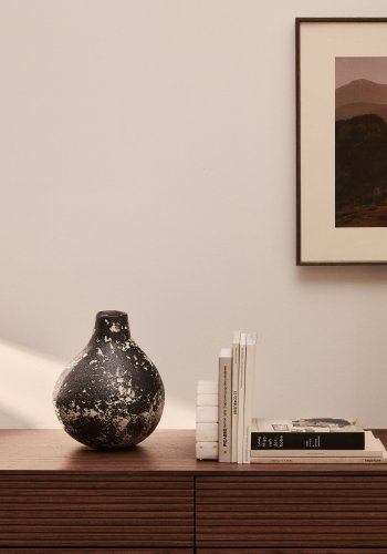 KAVE HOME Orelin vase, rund - sort og hvid keramik (H:30)