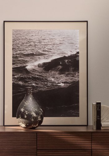 KAVE HOME Orelin vase, rund - sort og hvid keramik (H:39)