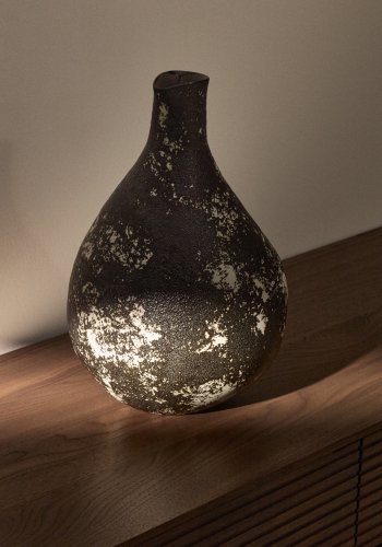 KAVE HOME Orelin vase, rund - sort og hvid keramik (H:39)