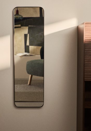KAVE HOME Marco v�gspejl, rektangul�r - spejlglas og sort metal (55,5x150,5)