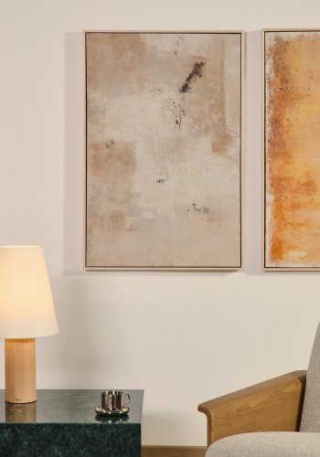 KAVE HOME Silpa abstrakt billede, rektangul�r - beige stof (90x60)