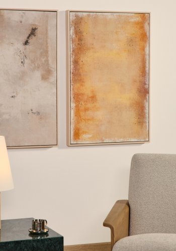 KAVE HOME Selnar abstrakt billede, rektangul�r - gul stof (90x60)