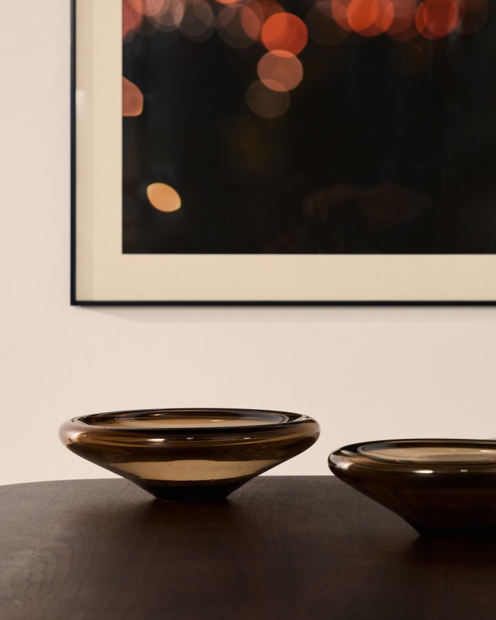 KAVE HOME Zolira borddekoration fad, rund - brun glas (�27)