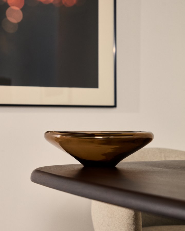 KAVE HOME Zolira borddekoration fad, rund - brun glas (�31)