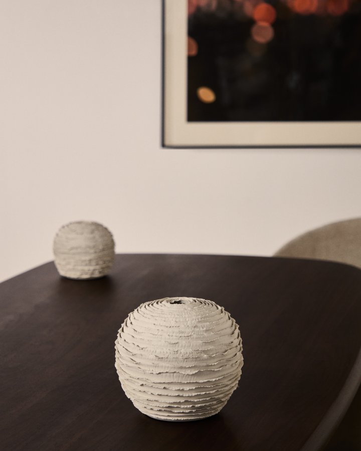 KAVE HOME Evania vase, rund - beige keramik (�23)
