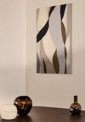 KAVE HOME Marvilo abstrakt billede, rektangul�r - gr� og sennepsgul l�rred (90x60)