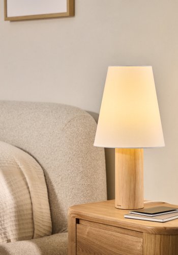KAVE HOME Marga bordlampe - elfenben bomuld og natur gummitr�