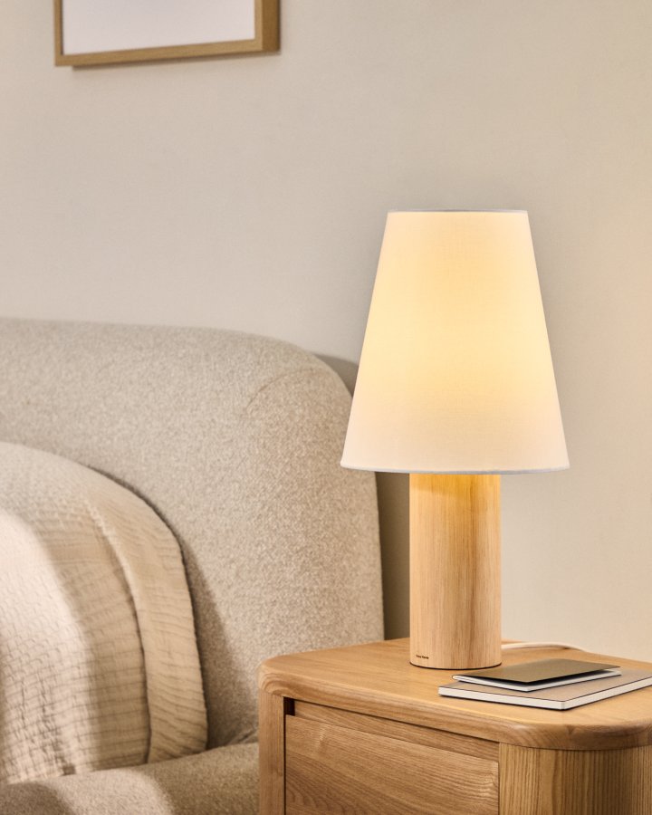 KAVE HOME Marga bordlampe - elfenben bomuld og natur gummitr�