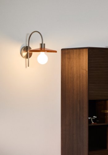 KAVE HOME Nuvira v�glampe - orange og lysegr�t b�rstet metal