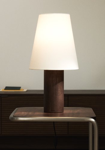 KAVE HOME Marga bordlampe - elfenben bomuld og m�rkebrun gummitr�