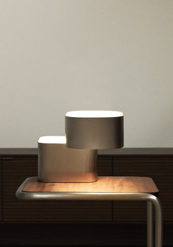 KAVE HOME Tanden bordlampe - gr� metal med b�rstet finish