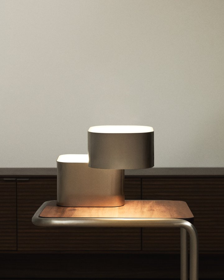 KAVE HOME Tanden bordlampe - gr� metal med b�rstet finish