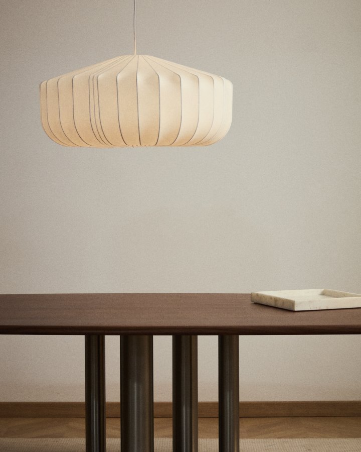 KAVE HOME Somar loftlampe - hvid syntetiske fibre og st�lst�nger (�76)