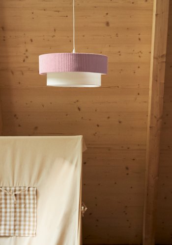 KAVE HOME Bianella loftlampe - hvid bomuld og lyser�d fl�jl