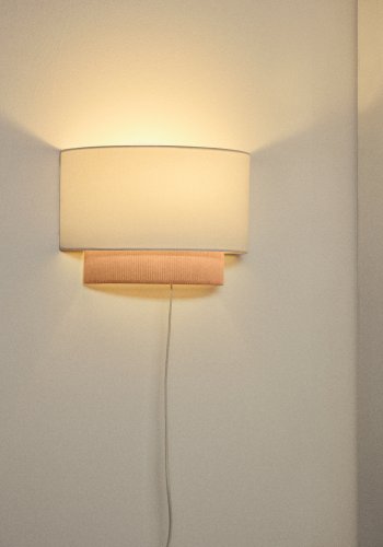 KAVE HOME Bianella v�glampe - hvid bomuld og beige fl�jl