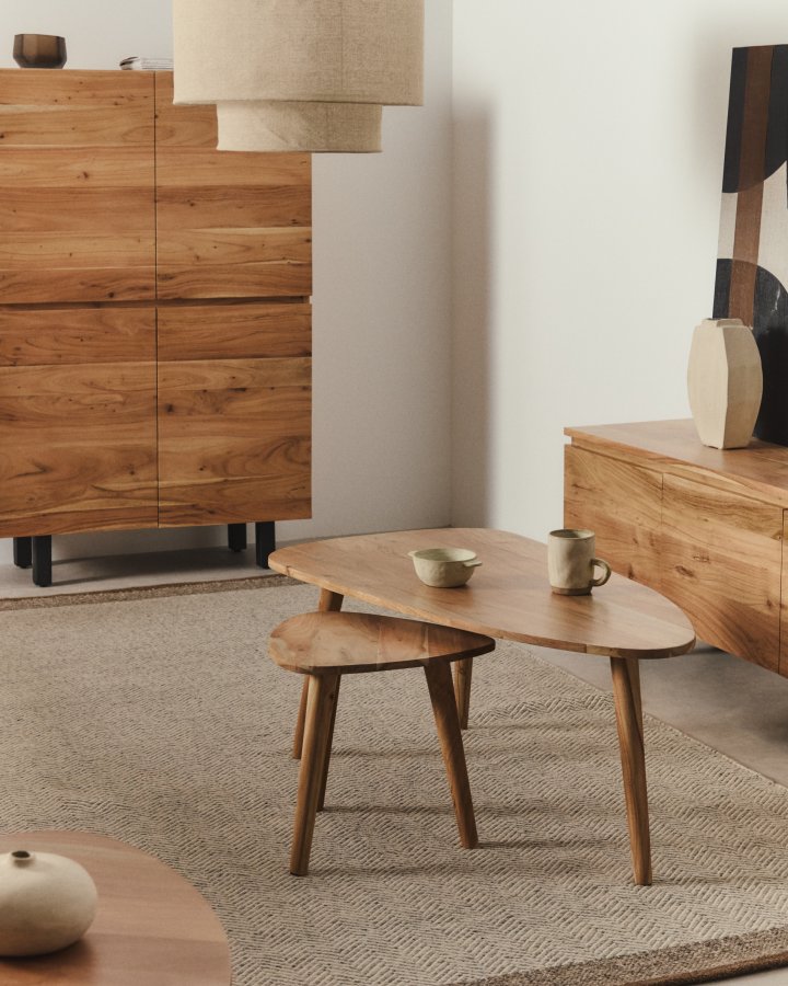 KAVE HOME Duvani sofabord - akacietr� med bleget finish (�110x60)