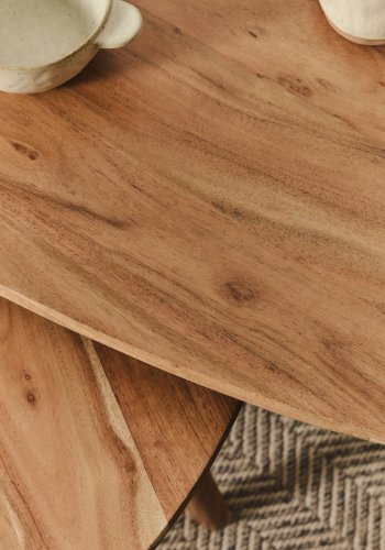 KAVE HOME Duvani sidebord - akacietr� med bleget finish (s�t med 2)