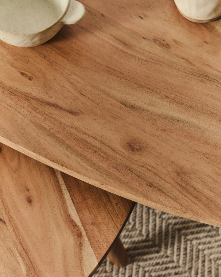 KAVE HOME Duvani sidebord - akacietr� med bleget finish (s�t med 2)