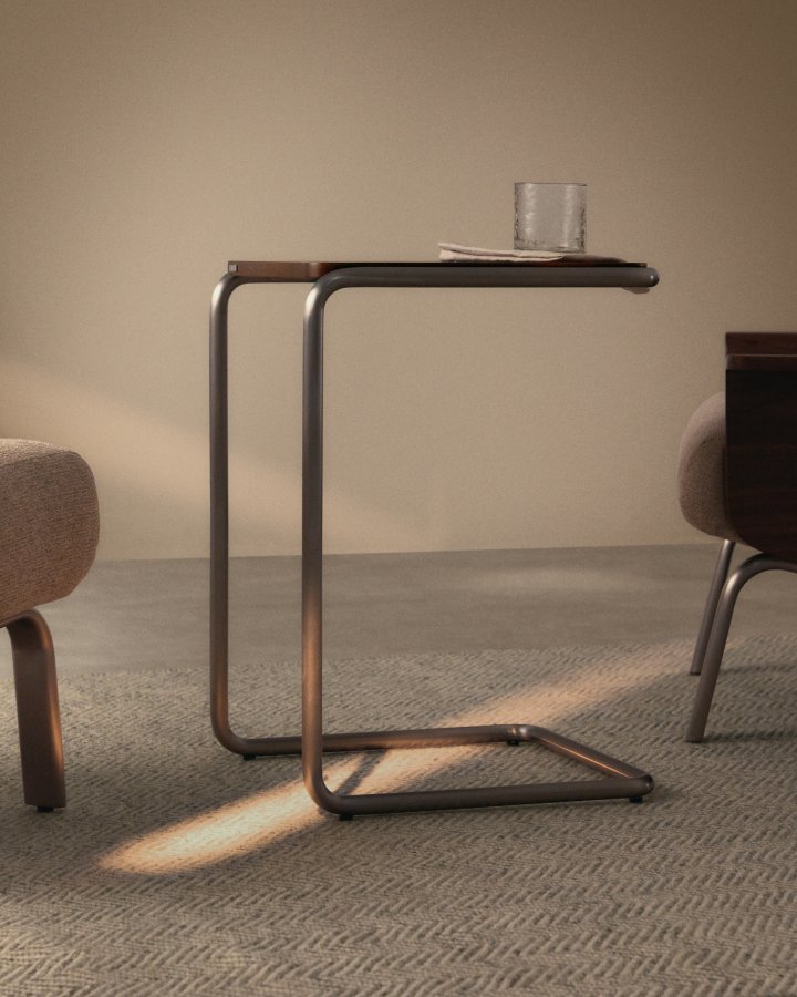 KAVE HOME Tarsel sidebord, rektangul�r - valn�ddefiner og b�rstet rustfrit st�l (42x60)