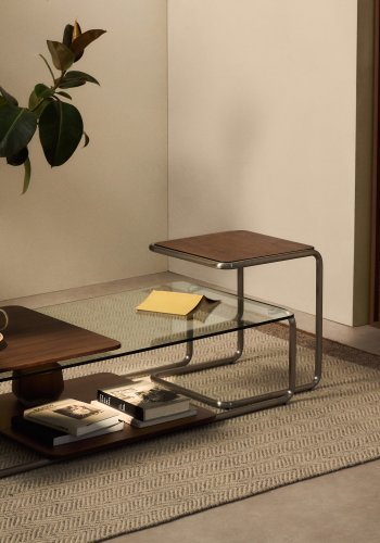 KAVE HOME Tarsel sidebord, rektangul�r - valn�ddefiner og b�rstet rustfrit st�l (42x47)