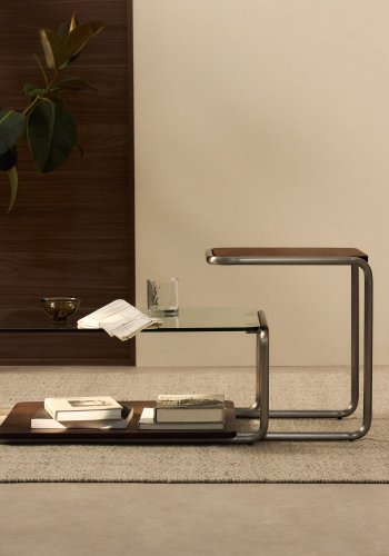 KAVE HOME Tarsel sidebord, rektangul�r - valn�ddefiner og b�rstet rustfrit st�l (42x47)