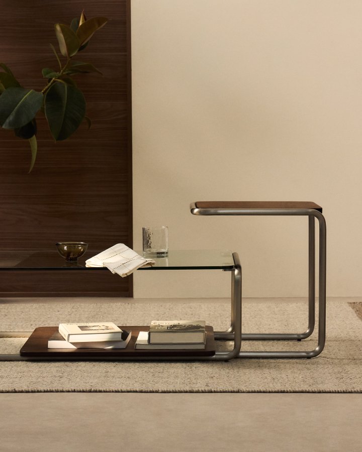 KAVE HOME Tarsel sidebord, rektangul�r - valn�ddefiner og b�rstet rustfrit st�l (42x47)