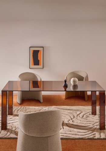 KAVE HOME Adularia spisebord, rektangul�r - brun h�rdet glas (200x100)