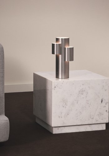 KAVE HOME Sorein sidebord, kvadratisk - hvid marmor (50x50)