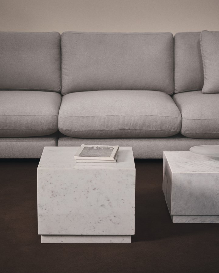 KAVE HOME Sorein sidebord, kvadratisk - hvid marmor (40x40)