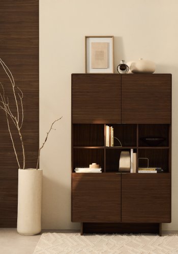 KAVE HOME Norlen h�j sk�nk, m. 4 l�ger og hylder - valn�ddefiner