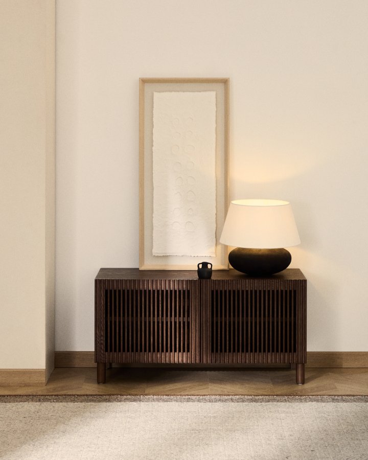 KAVE HOME Beyla skoskab, m. 2 l�ger og 2 hylder - valn�ddefarvet asketr�sfiner og asketr�