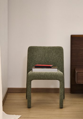 KAVE HOME Loria spisebordsstol, stabelbar - gr�n chenille stof