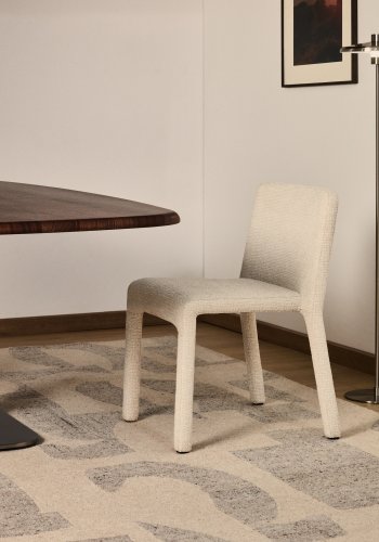 KAVE HOME Loria spisebordsstol, stabelbar - beige chenille stof