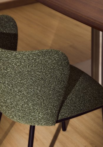 KAVE HOME Ciselia spisebordsstol - m�rkegr�n chenille stof og sort st�l