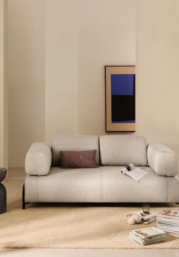 KAVE HOME Compo 2-pers. sofa - gr� stof og sort metal (200cm)