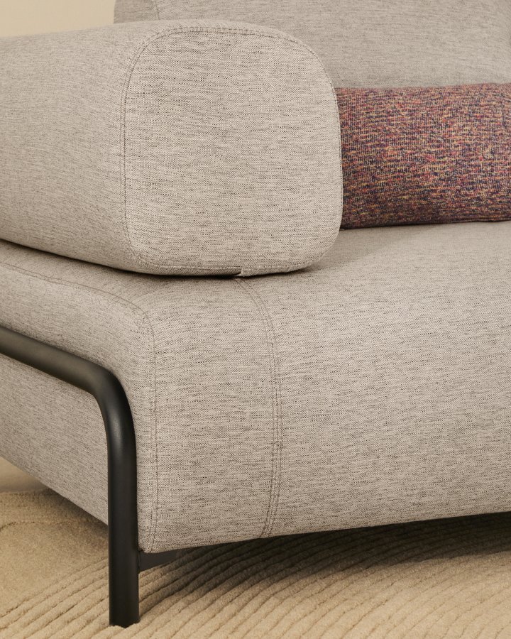 KAVE HOME Compo 2-pers. sofa - gr� stof og sort metal (200cm)