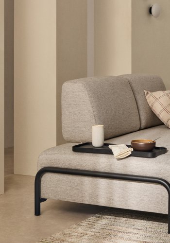 KAVE HOME Compo 2-pers. modul sofa, m. lille bakkebord - gr� stof og sort metal (200cm)