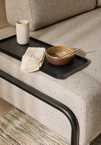 KAVE HOME Compo 2-pers. modul sofa, m. lille bakkebord - gr� stof og sort metal (200cm)