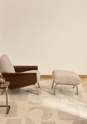 KAVE HOME Amsen fodskammel, rektangul�r - lysebrun chenille og b�rstet rustfrit st�l (68x55)