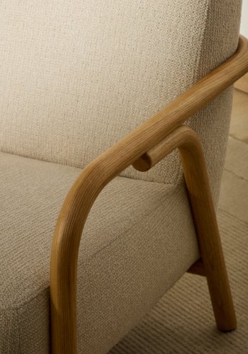 KAVE HOME Sylo l�nestol, m. arml�n - beige chenille og natur asketr�