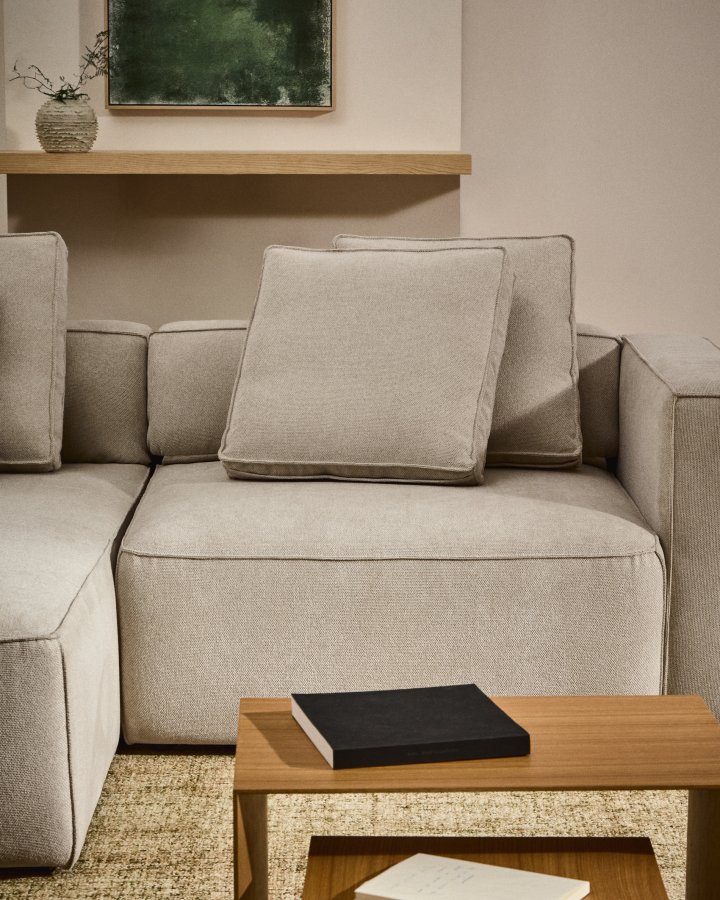 KAVE HOME Marela 3-pers. sovesofa, m. venstre chaiselong - beige chenille (B:236cm)