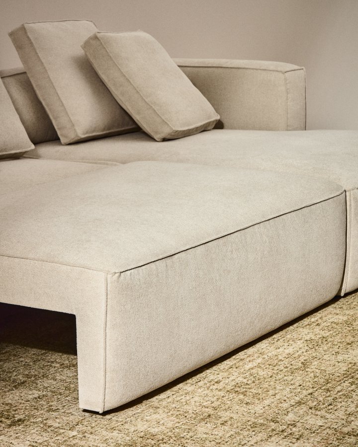 KAVE HOME Marela 3-pers. sovesofa, m. h�jre chaiselong - beige chenille (B:276cm)