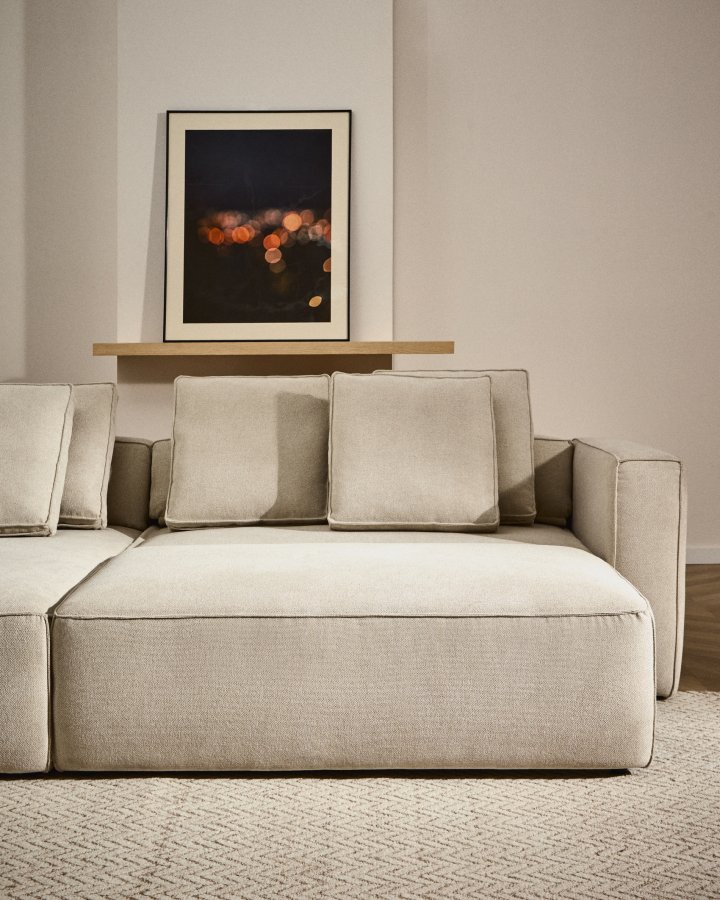KAVE HOME Marela 3-pers. sovesofa, m. venstre chaiselong - beige chenille (B:276cm)