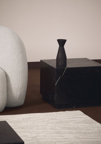 KAVE HOME Sorein sidebord, kvadratisk - sort marmor (50x50)