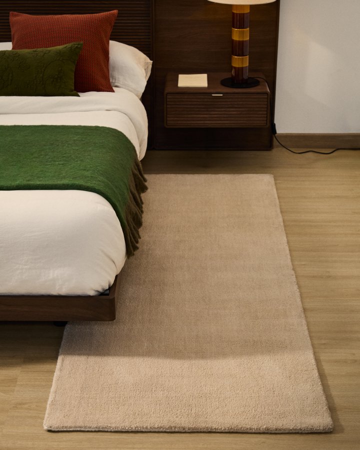 KAVE HOME Empuries l�ber gulvt�ppe, rektangul�r - beige syntetiske fibre (200x80)