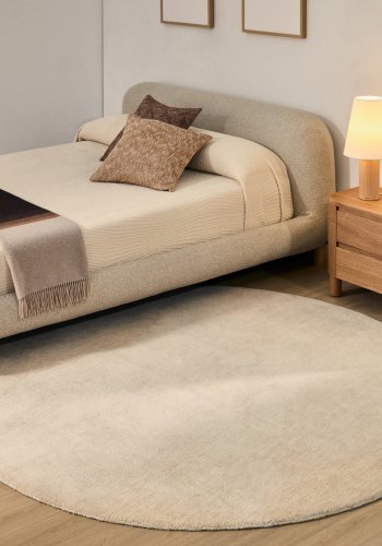 KAVE HOME Empuries gulvt�ppe, rund - hvid syntetiske fibre (�200)