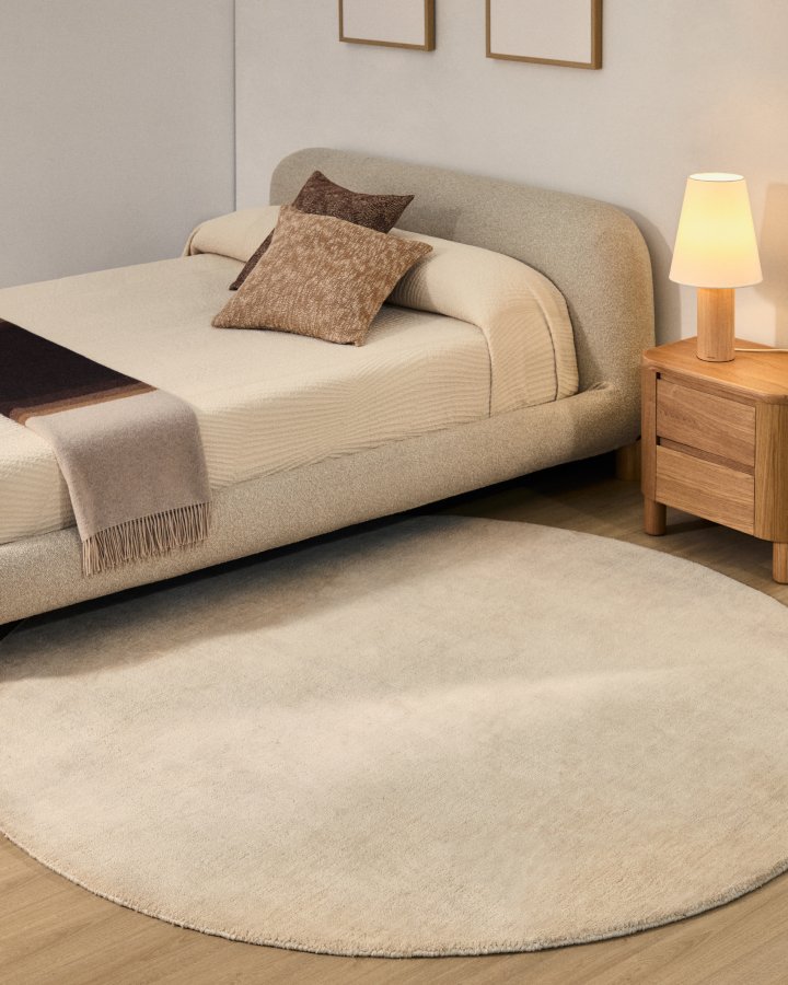 KAVE HOME Empuries gulvt�ppe, rund - hvid syntetiske fibre (�200)