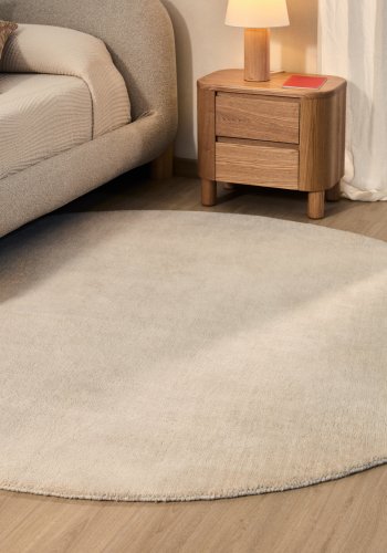 KAVE HOME Empuries gulvt�ppe, rund - hvid syntetiske fibre (�200)