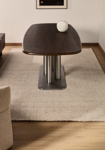 KAVE HOME Calira gulvt�ppe, rektangul�r - beige v�vet jacquard uld (300x200)